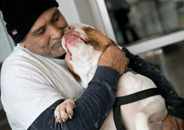 Hombre cumple promesa de adoptar perro que tuvo que abandonar