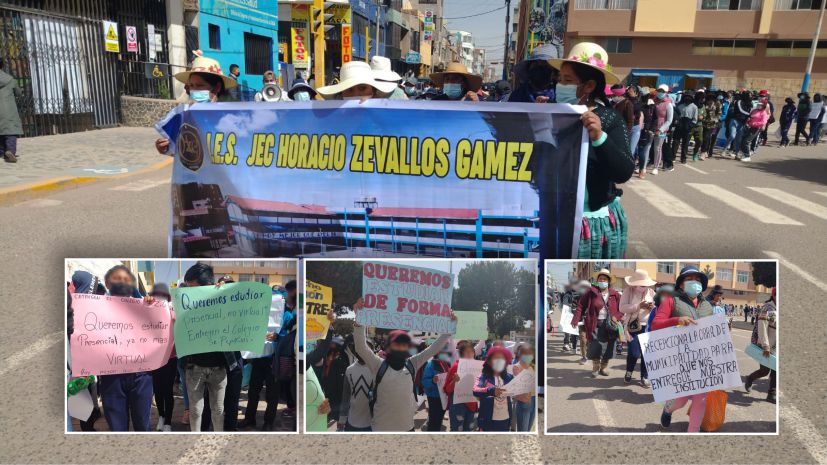 Juliaca Padres y docentes del IES Horacio Zevallos Gamez protestaron