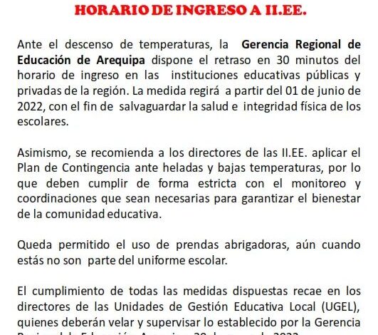 Departamento de educacion ordena postergar calendario de admisiones a instituciones