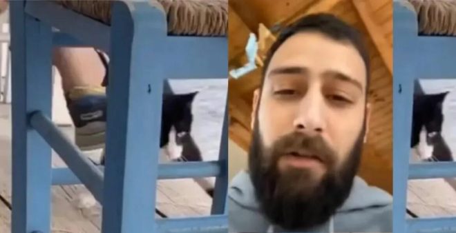 Hombre filmado pateando gatito en el mar en grecia se