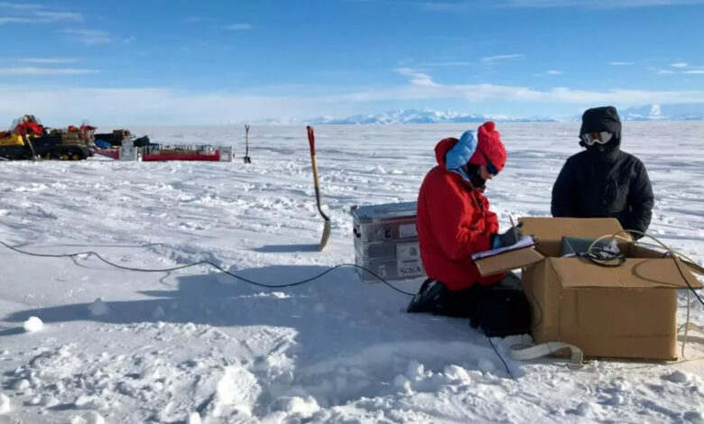 Resonancia magnetica antartida agua mar fosil bajo capa hielo