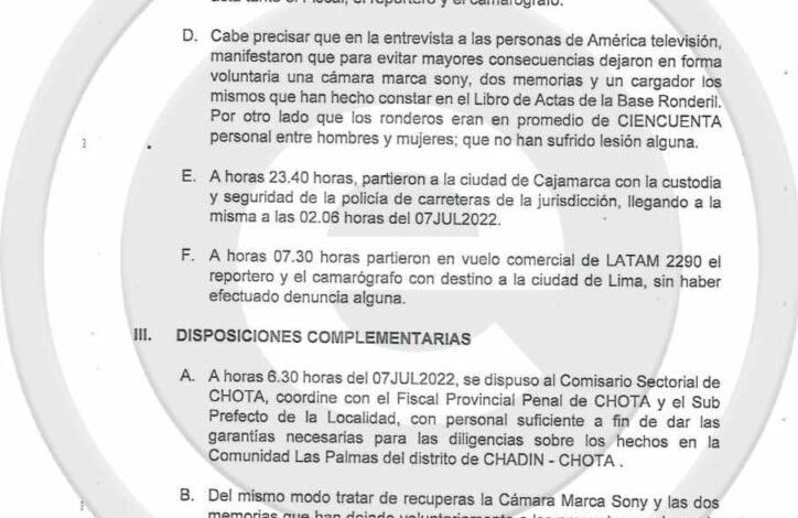 Periodistas abandonaron voluntariamente sus camaras y no presentaron denuncia –