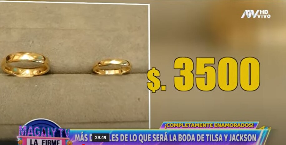 Anillos de boda de Tilsa Lozano y Jackson Mora.  (Foto: Cuatriciclo).