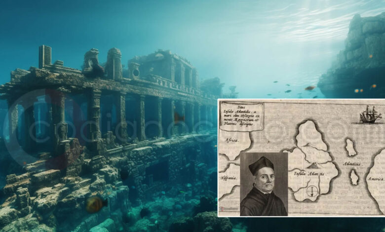 Athanasius kircher erudito encontro mapa atlantida portada